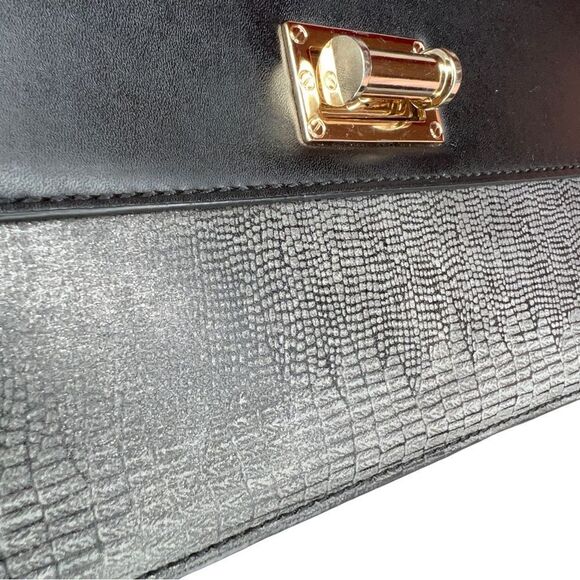 SOLE SOCIETY Envelope Clutch with Gold Hardware in Black and Gray - Picture 8 of 14